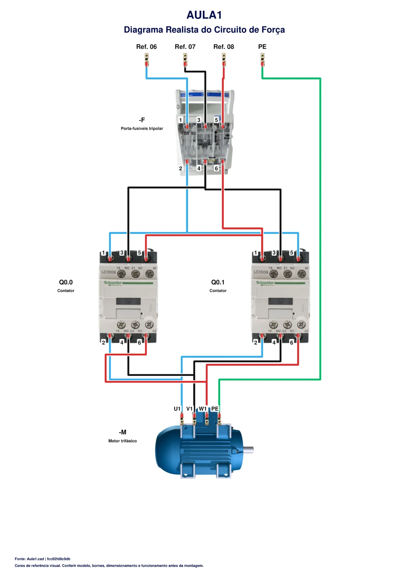 Reversão de motor trifásico com selo e intertravamento