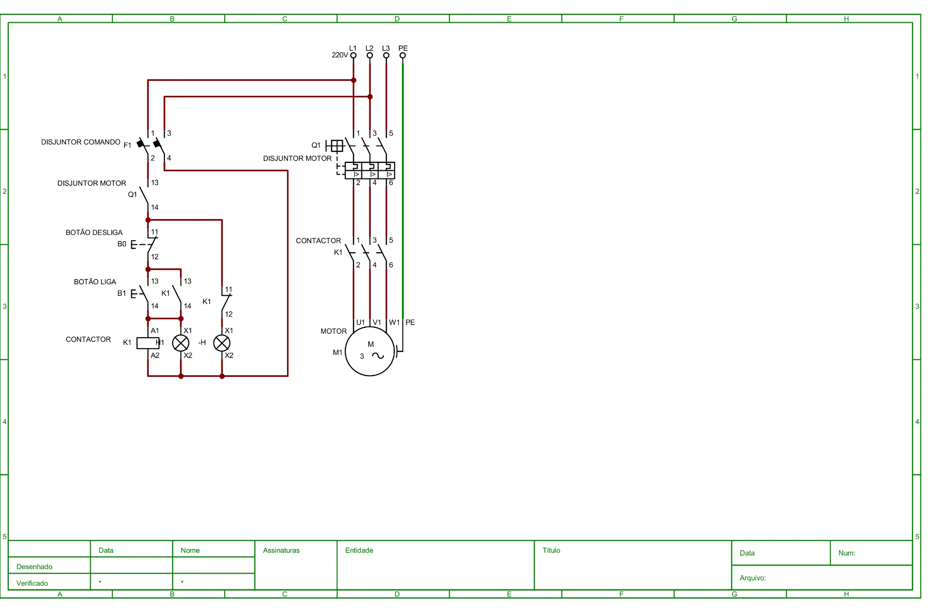 Partida direta com sinalização simples — Folha original