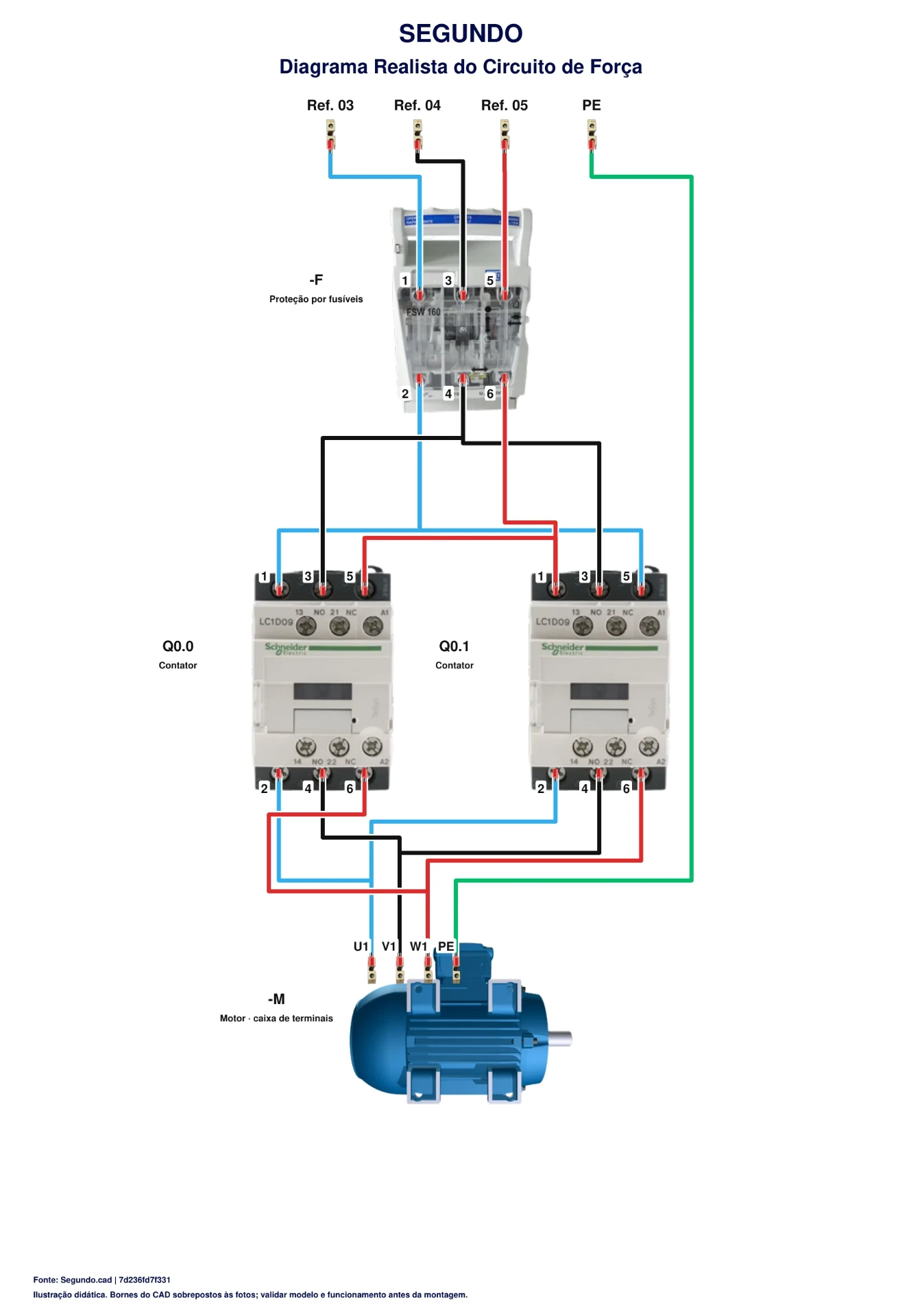 Reversão de motor com temporizador